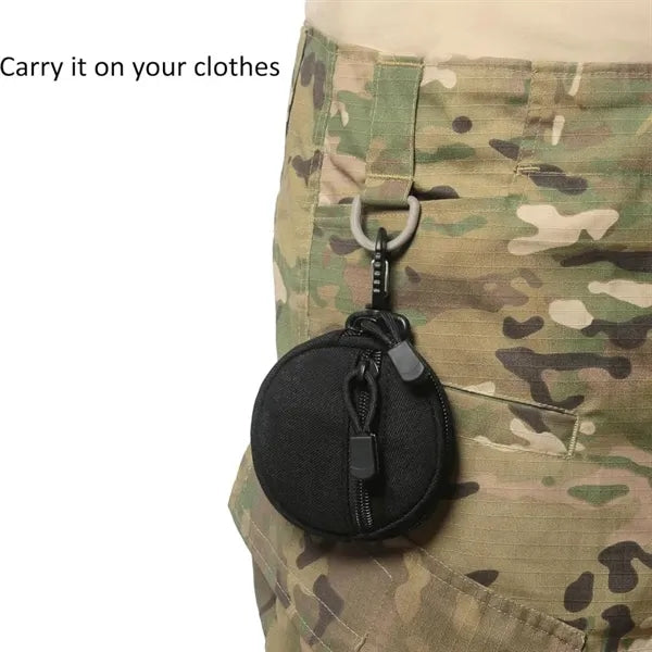 Round Coin Bag with Zipper and Carabiner
