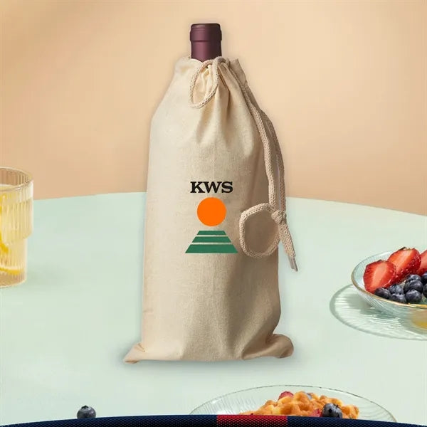 Nibi Cotton Drawstring Wine Bag