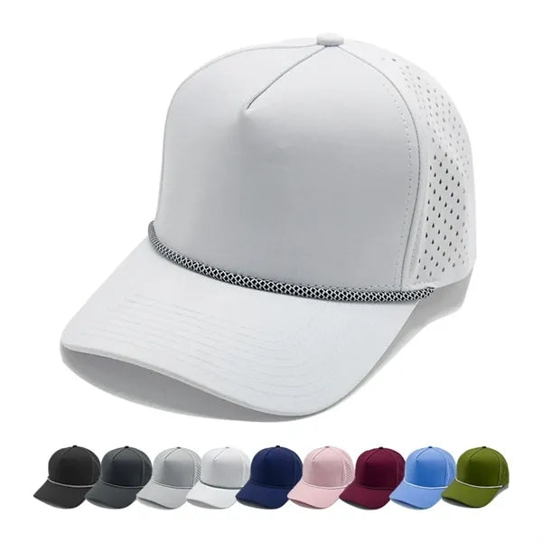 5 Panel Baseball Cap w/Laser Cut Mesh Back