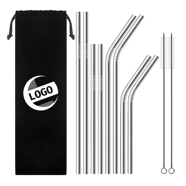 Straw 11-Piece Set 304 Stainless Steel With Velvet Bag