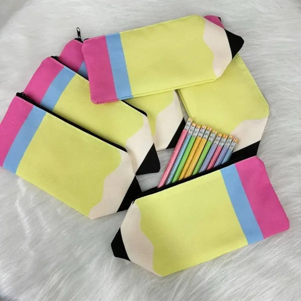 Pencil Shape Navy Canvas Case Bag