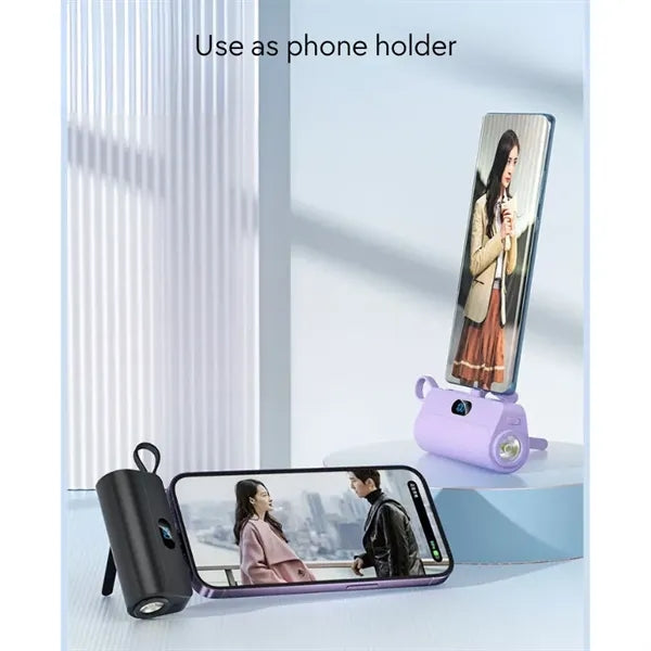 Mini Power Bank with Built-in Cable Flashlight