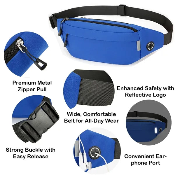 Hands-Free Fanny Pack with 3 Pockets and Earbud Slot