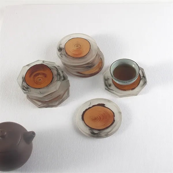 Round Resin Solid Wood Insulation Pad Tea Coaster
