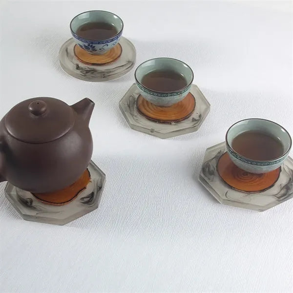 Round Resin Solid Wood Insulation Pad Tea Coaster
