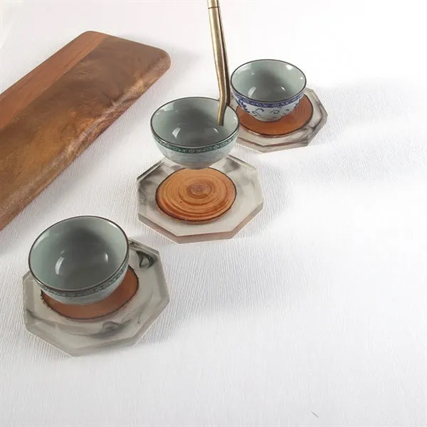 Round Resin Solid Wood Insulation Pad Tea Coaster