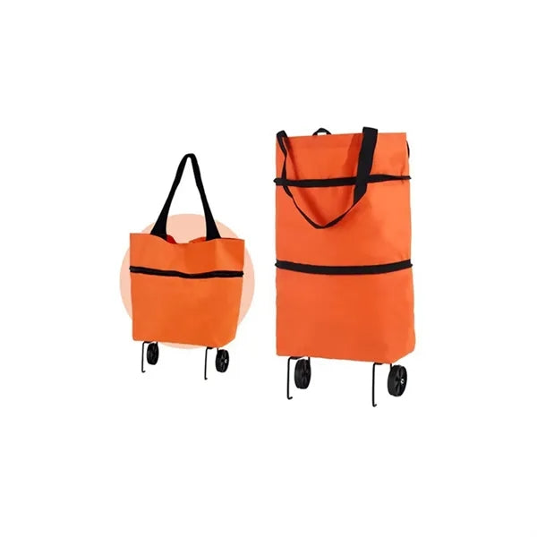 Rolling foldable shopping tote
