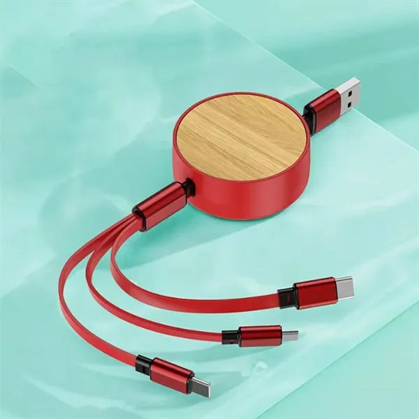 Bamboo 3-in-1 Retractable Charging Cable
