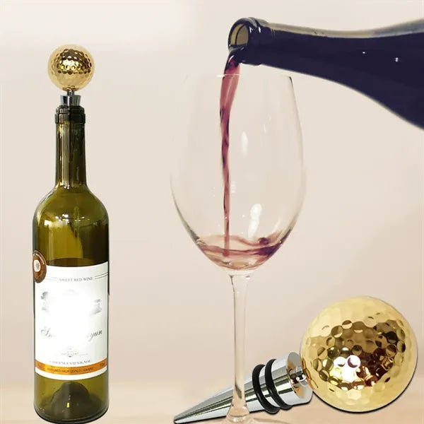 Golf Ball Wine Bottle Stopper Beverage Sealer