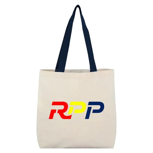 8 Oz Cotton Tote Bag With Contrast Color Web Handles