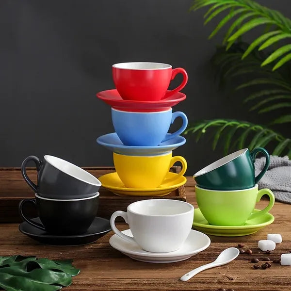 7oz Ceramic Cup and Saucer Set