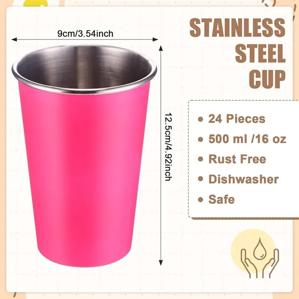 Premium Stainless Steel Shatterproof Cups - 16oz, Stackable