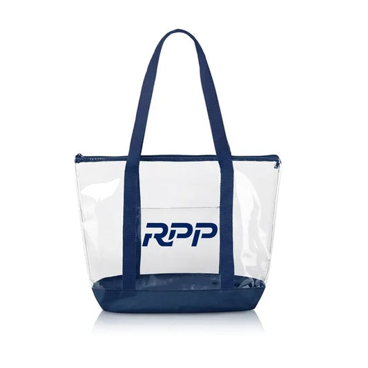 Clear Zippered Tote Bag With Pocket