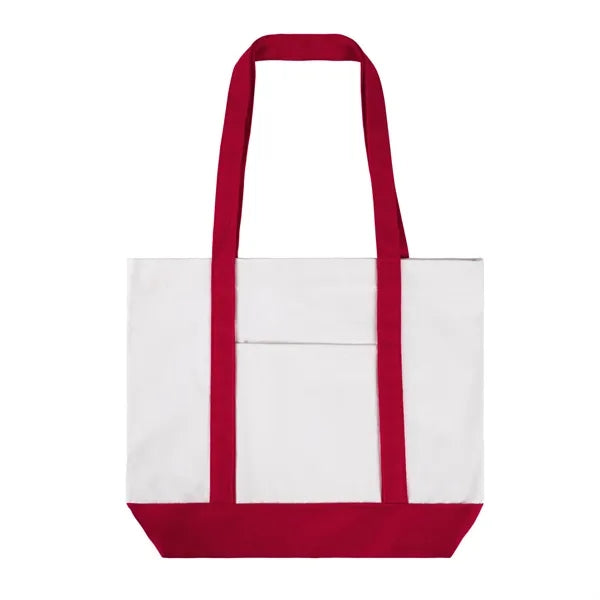 12 Oz Cotton Boat Tote Bag Front Pocket W/ Gusset