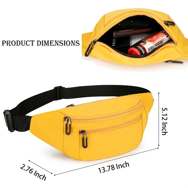 Spacious Fanny Pack with 3 Pockets & All-Metal Zipper Pulls