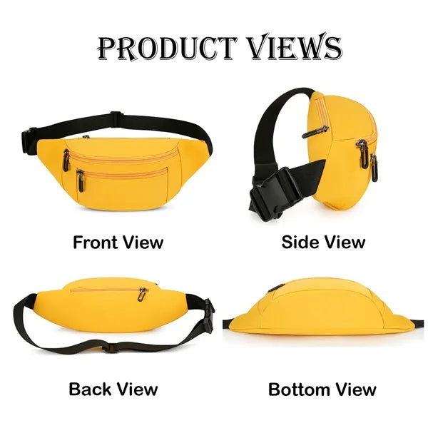 Spacious Fanny Pack with 3 Pockets & All-Metal Zipper Pulls