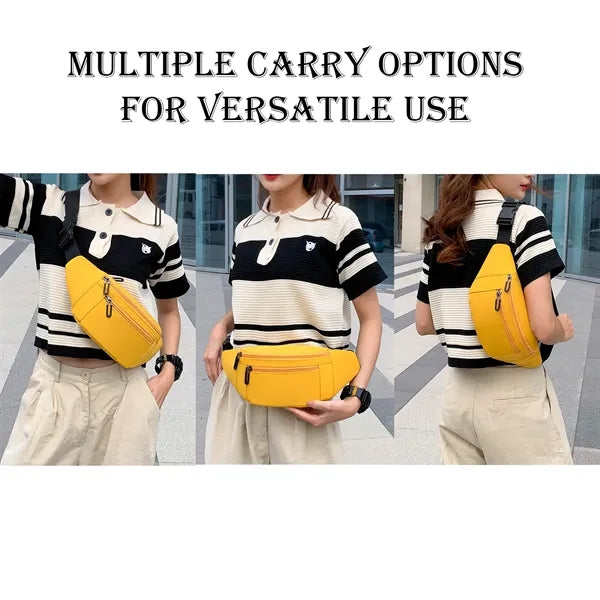 Spacious Fanny Pack with 3 Pockets & All-Metal Zipper Pulls