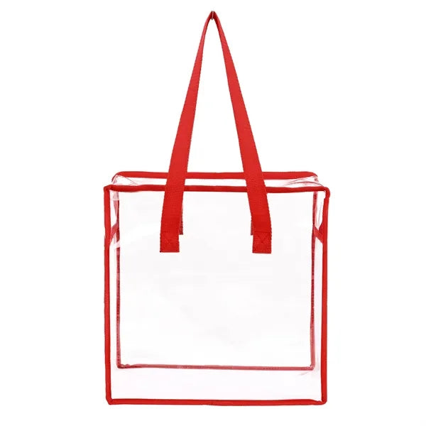 Clear Vinyl Stadium Compliant Zippered Tote Bag