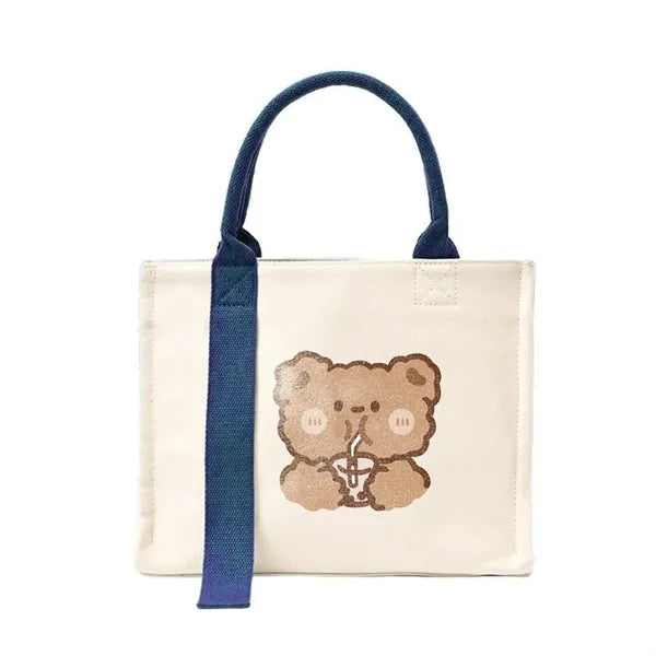 Durable High-Strength Canvas Tote Bag with Ribbon