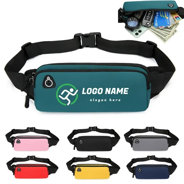 Compact Sports Waist Pack with Dual Pockets and Earbud Slot