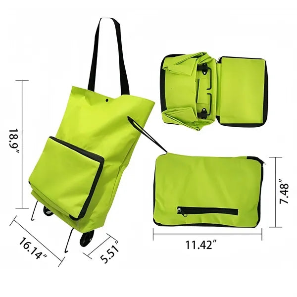 25L Portable Oxford Fabric Shopping Bag Wheels Foldable