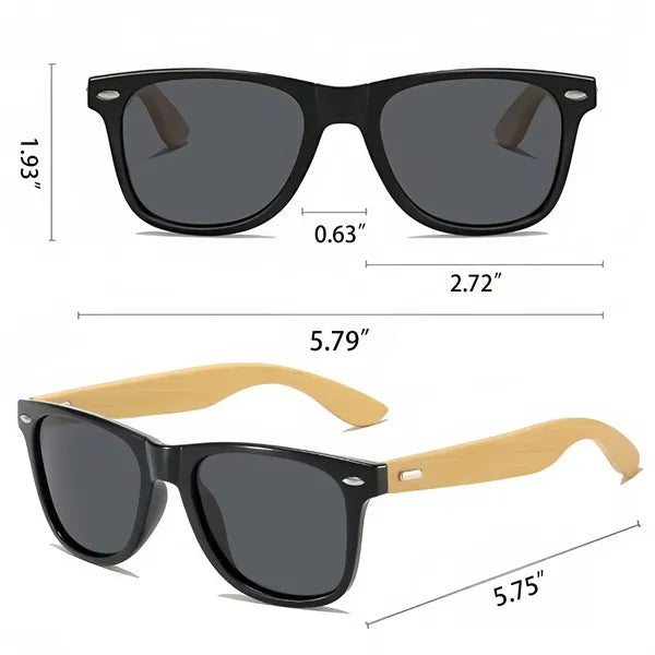 Bamboo Arm Retro Sunglasses UV Protection And Case