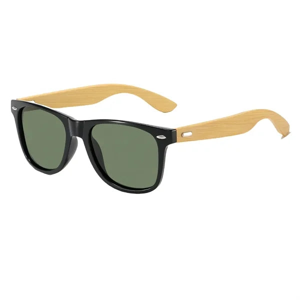 Bamboo Arm Retro Sunglasses UV Protection And Case