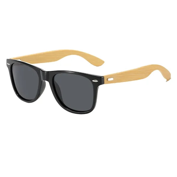 Bamboo Arm Retro Sunglasses UV Protection And Case