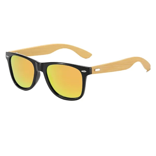 Bamboo Arm Retro Sunglasses UV Protection And Case