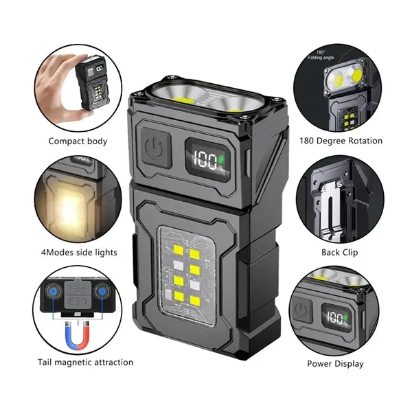 Rotating Tactical Flashlight - USB-C Magnetic Base