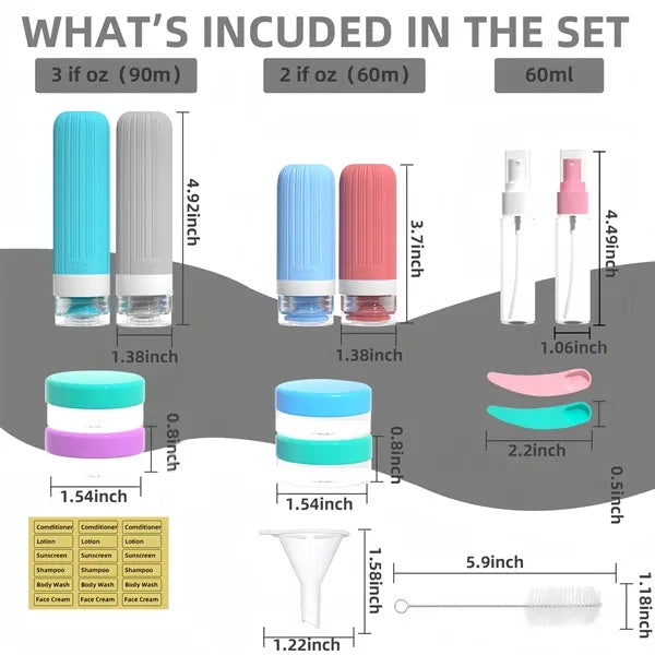 Portable Silicone Travel Bottle Set Free Shipping