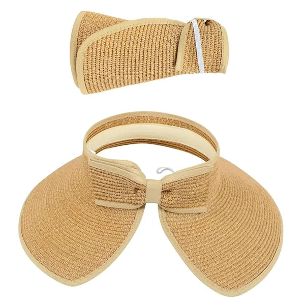 Rollable Straw Visor Hat Adjustable Sun Protection