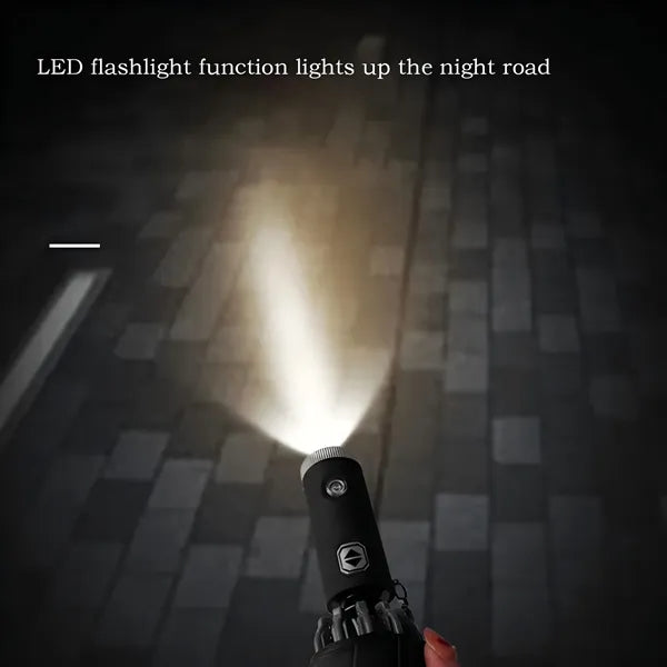 LED Flashlight Handle Auto Umbrella