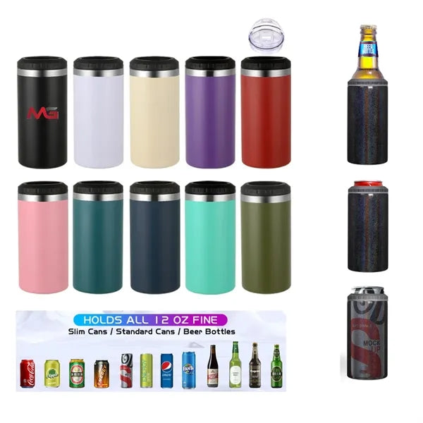 4 In 1 Insulated Slim Can Cooler With Lid