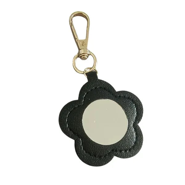 Floral Leather Mirror Keychain