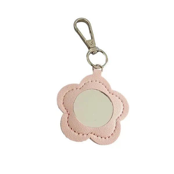 Floral Leather Mirror Keychain