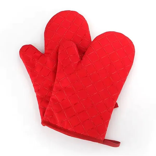 Heat Resistant Cotton Silicone Quilted Oven Mittens