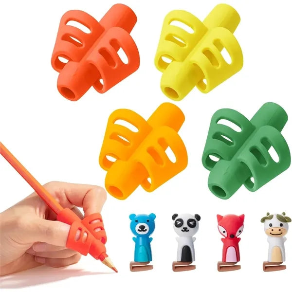 Pen- Pencil Grips for Kids Handwriting 4 Pack with 4 Clips