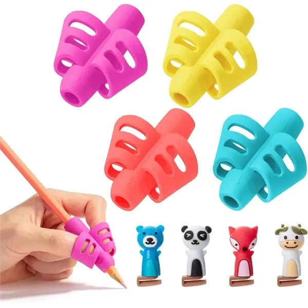 Pen- Pencil Grips for Kids Handwriting 4 Pack with 4 Clips
