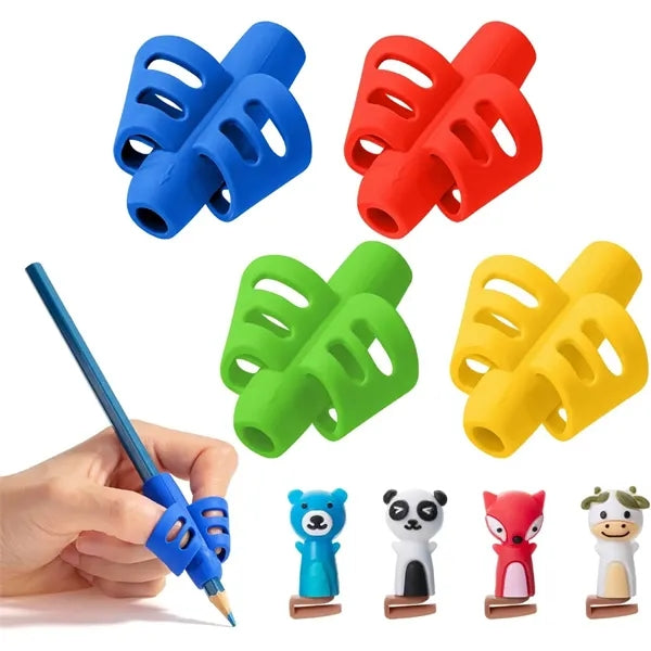 Pen- Pencil Grips for Kids Handwriting 4 Pack with 4 Clips