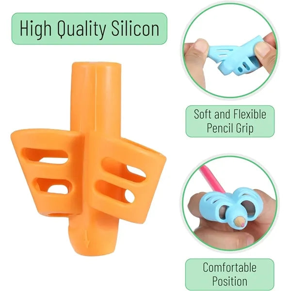 Pen- Pencil Grips for Kids Handwriting 4 Pack with 4 Clips