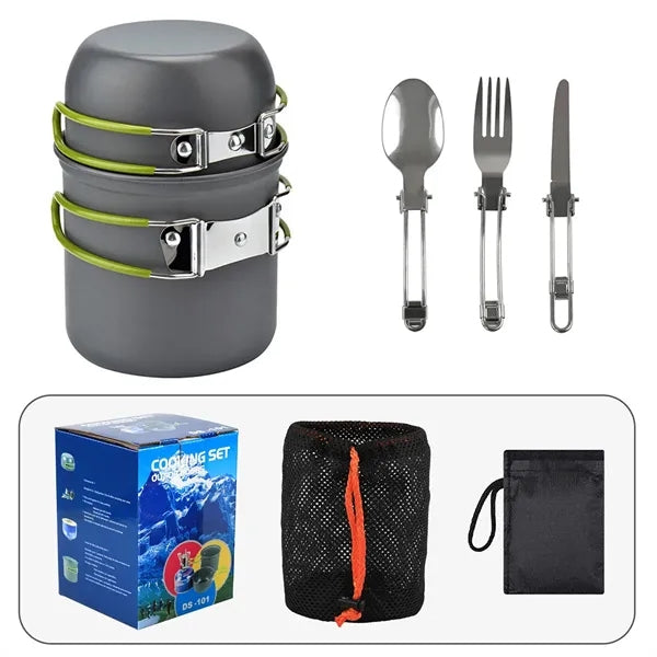 Portable 1-2 Person Camping Cookware Set with Utensils