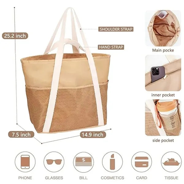 Large Capacity Waterproof Mesh Beach Tote Bag