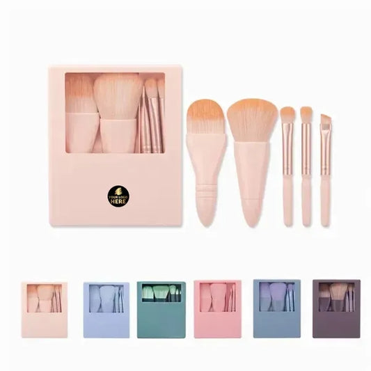 Travel Makeup Brush Set with Mirror, Soft Bristle Powder & E