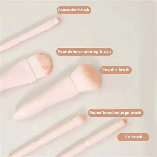 Travel Makeup Brush Set with Mirror, Soft Bristle Powder & E