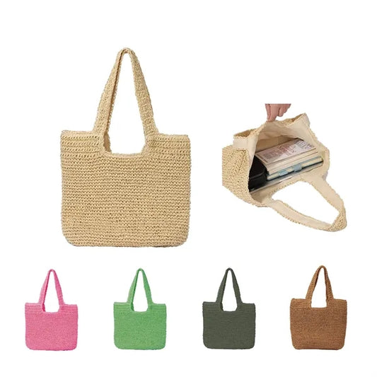 Large Tote Straw Bag Woven Shoulder Purse Handbag