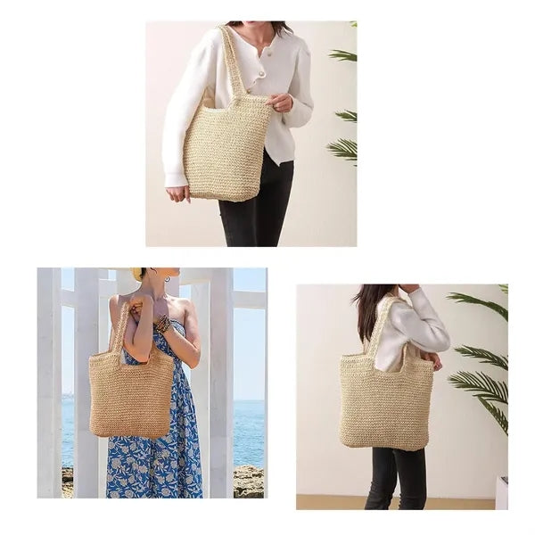 Large Tote Straw Bag Woven Shoulder Purse Handbag