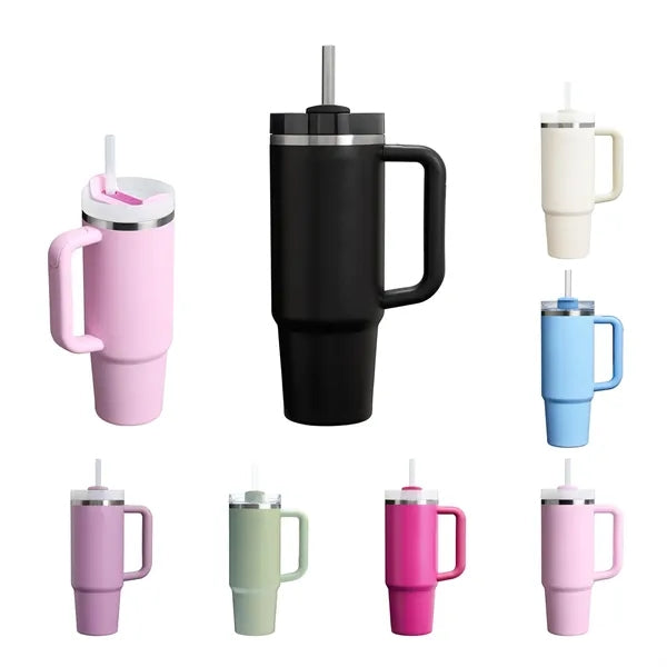 30oz Insulated Tumbler with Handle and Straw