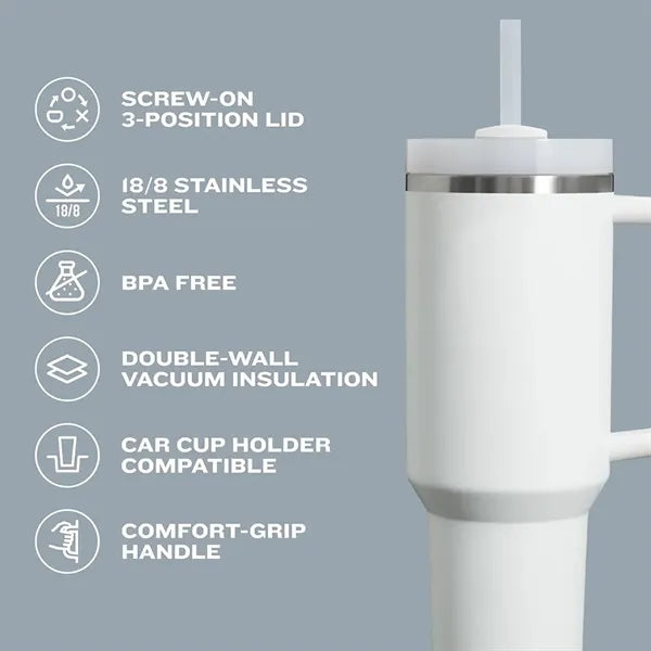 30oz Insulated Tumbler with Handle and Straw