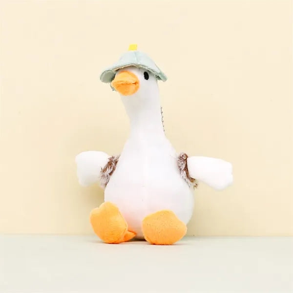 6 Inch Playful Hat Wearing Goose Plush Keychain Charm